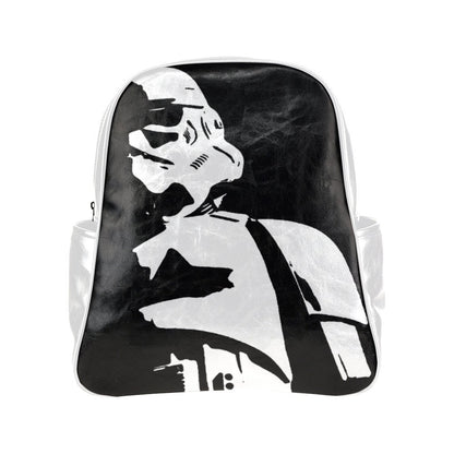 Tall Dark & Stormie Stormtrooper Backpack - Star Wars Inspired Fashion Accessories - White Black - PU Leather Bag - School College Gift