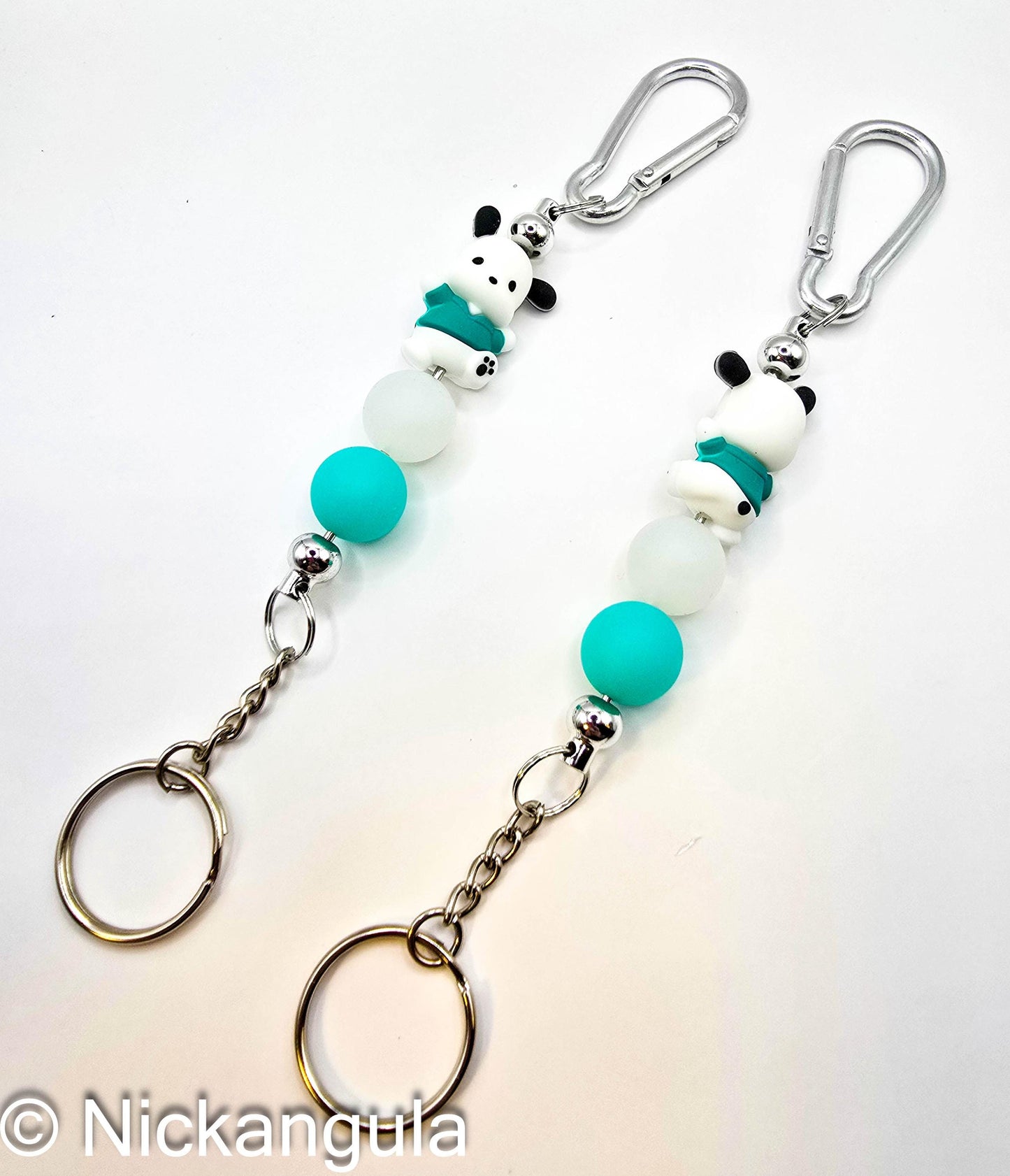 Pompompurin or Pochacco Dogs Beaded Keychains on Carabiner - Cute Purse Decoration - Stocking Stuffer Gift Idea - Keyring - Sanrio Inspired Bag Charm