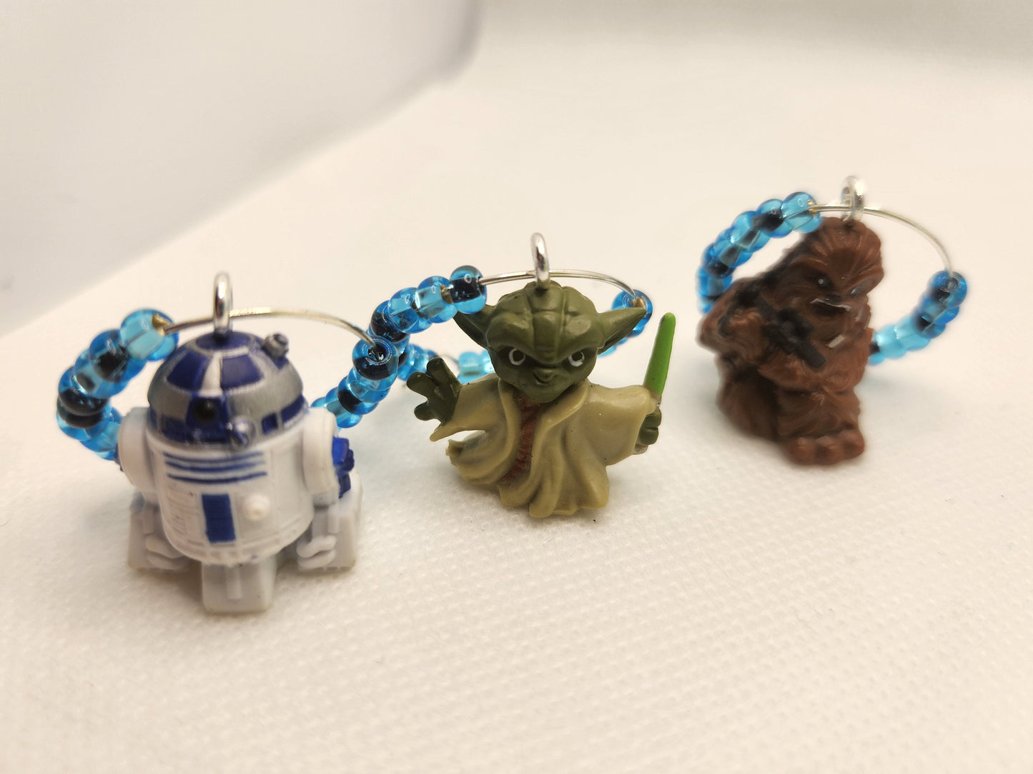 6 Pc Set Star Wars Figures Wine Charms - Darth Vader Princess Leia Luke Skywalker Chewbacca R2-D2 Yoda - Star Wars Pods - Drink Markers