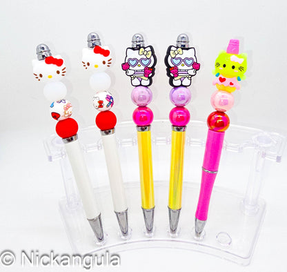 Hello Kitty Inspired Fancy Beaded Ballpoint Pen - Sanrio Inspired Beadable Pens