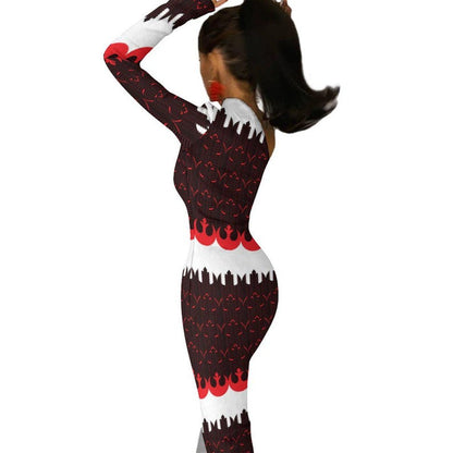 Rebel Starbirds Print One-Shoulder Slit Maxi Dress - Star Wars Rebellion Inspired Fashion - Clubwear - Sexy - Bodycon - Geek Style Evening Dress